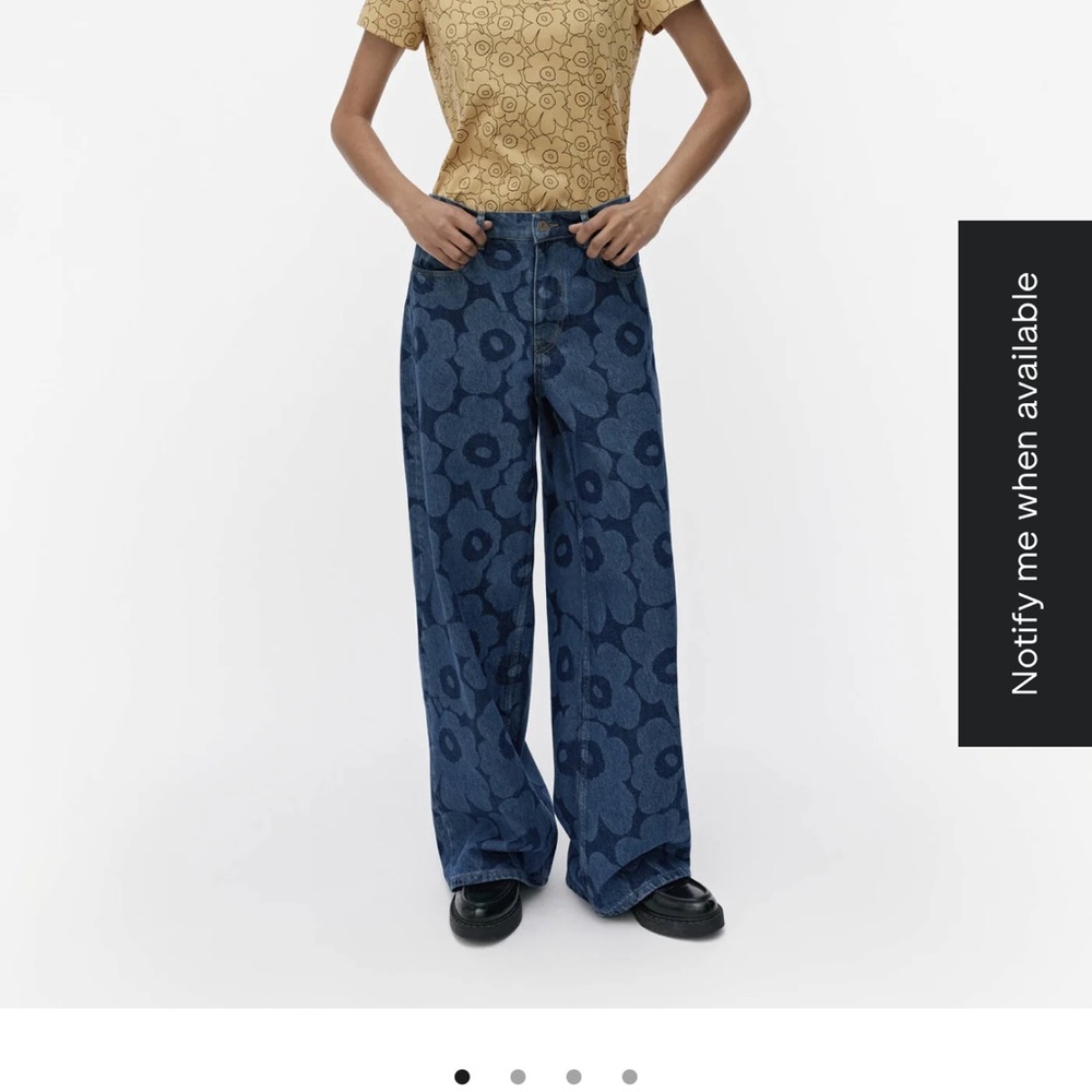 Floral Blue Wide-Leg Jeans
